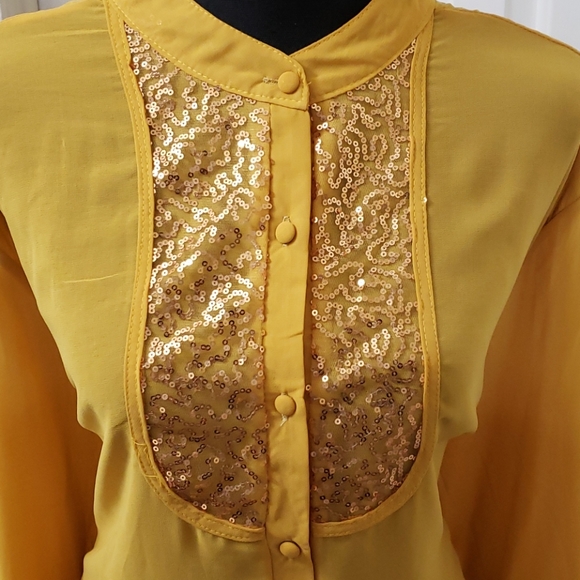 Roman Fashion Tops Roman Fashion Womens Gold Long Sleeve Blouse